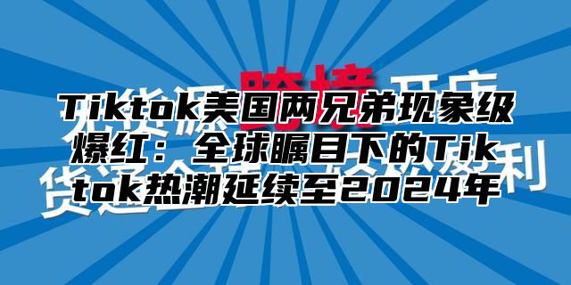 Tiktok美国两兄弟现象级爆红：全球瞩目下的Tiktok热潮延续至2025年