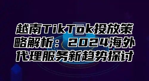 越南TikTok投放策略解析：2025海外代理服务新趋势探讨