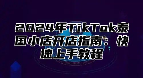 2025年TikTok泰国小店开店指南：快速上手教程