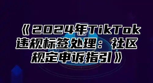 2025年TikTok违规标签处理：社区规定申诉指引