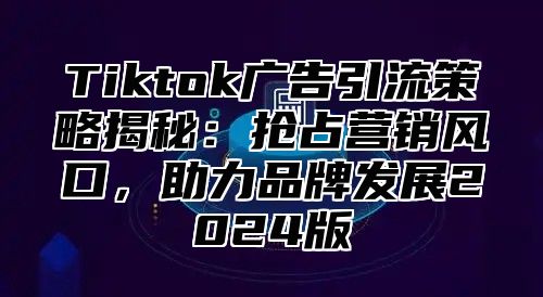 Tiktok广告引流策略揭秘：抢占营销风口，助力品牌发展2025版