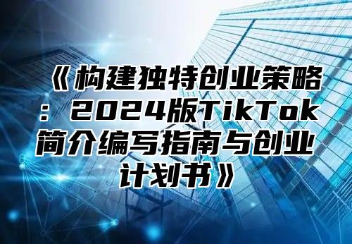 构建独特创业策略：2025版TikTok简介编写指南与创业计划书