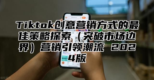 Tiktok创意营销方式的最佳策略探索突破市场边界营销引领潮流 2025版
