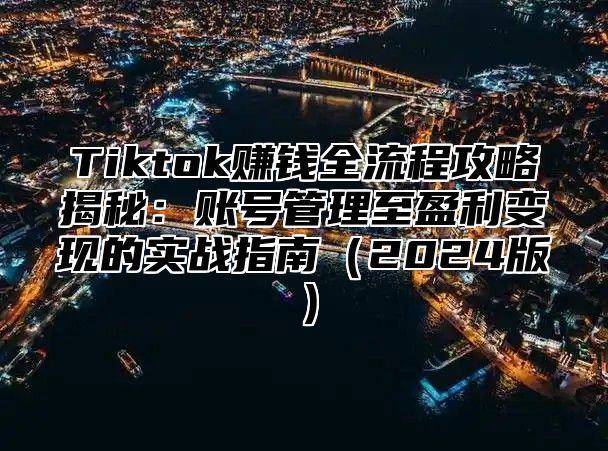 Tiktok赚钱全流程攻略揭秘：账号管理至盈利变现的实战指南2025版