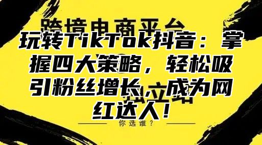 玩转TikTok抖音：掌握四大策略，轻松吸引粉丝增长，成为网红达人！