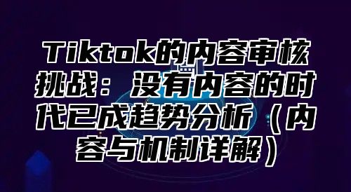 Tiktok的内容审核挑战：没有内容的时代已成趋势分析内容与机制详解