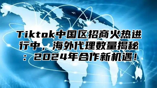 Tiktok中国区招商火热进行中，海外代理数量揭秘：2025年合作新机遇！