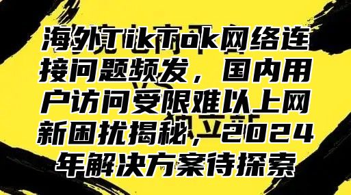 海外TikTok网络连接问题频发，国内用户访问受限难以上网新困扰揭秘，2025年解决方案待探索