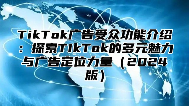 TikTok广告受众功能介绍：探索TikTok的多元魅力与广告定位力量2025版