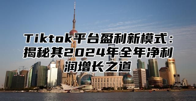 Tiktok平台盈利新模式：揭秘其2025年全年净利润增长之道