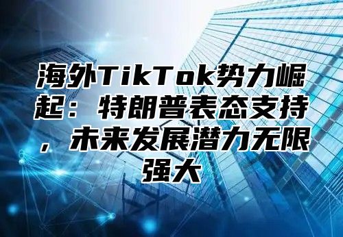 海外TikTok势力崛起：特朗普表态支持，未来发展潜力无限强大