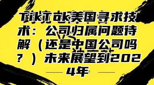 TikTok美国寻求技术：公司归属问题待解还是中国公司吗？未来展望到2025年