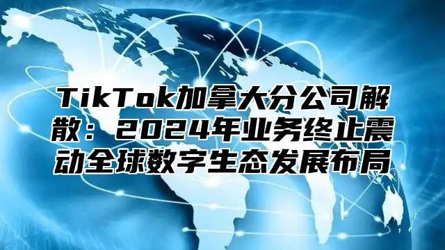 TikTok加拿大分公司解散：2025年业务终止震动全球数字生态发展布局
