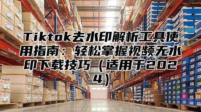 Tiktok去水印解析工具使用指南：轻松掌握视频无水印下载技巧适用于2025