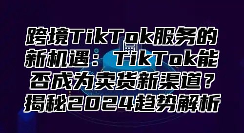 跨境TikTok服务的新机遇：TikTok能否成为卖货新渠道？揭秘2025趋势解析