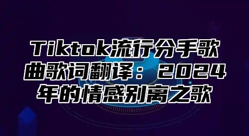 Tiktok流行分手歌曲歌词翻译：2025年的情感别离之歌