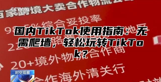 国内TikTok使用指南：无需爬墙，轻松玩转TikTok？