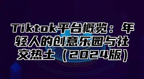 Tiktok平台概览：年轻人的创意乐园与社交热土2025版