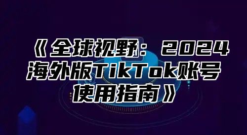 全球视野：2025海外版TikTok账号使用指南