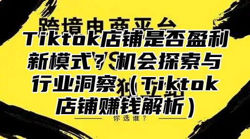Tiktok店铺是否盈利新模式？机会探索与行业洞察Tiktok店铺赚钱解析