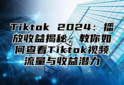 Tiktok 2025播放收益揭秘，教你如何查看Tiktok视频流量与收益潜力