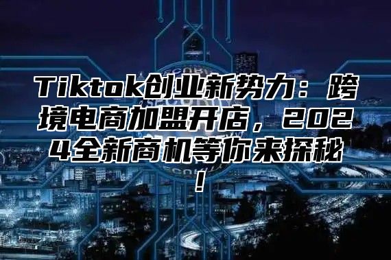 Tiktok创业新势力：跨境电商加盟开店，2025全新商机等你来探秘！
