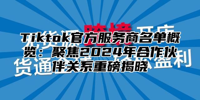 Tiktok官方服务商名单概览：聚焦2025年合作伙伴关系重磅揭晓
