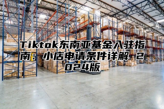 Tiktok东南亚基金入驻指南：小店申请条件详解 2025版
