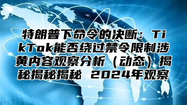 特朗普下命令的决断：TikTok能否绕过禁令限制涉黄内容观察分析动态揭秘揭秘揭秘 2025年观察