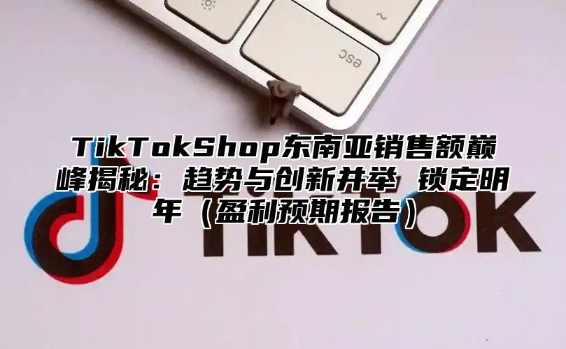 TikTokShop东南亚销售额巅峰揭秘：趋势与创新并举 锁定明年盈利预期报告