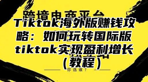 Tiktok海外版赚钱攻略：如何玩转国际版tiktok实现盈利增长教程