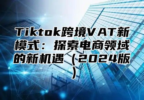Tiktok跨境VAT新模式：探索电商领域的新机遇2025版