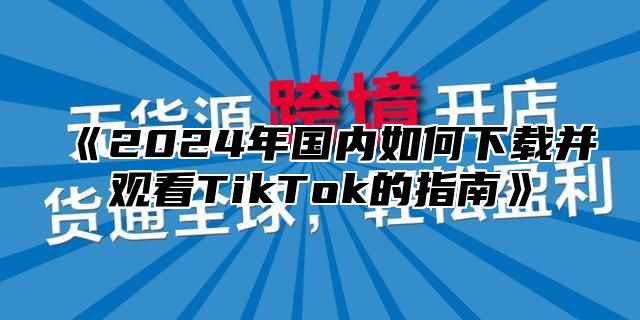 2025年国内如何下载并观看TikTok的指南