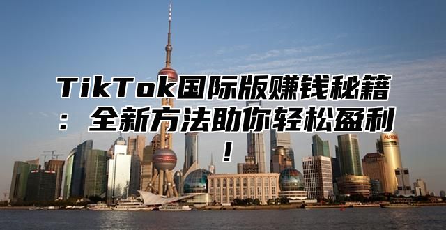 TikTok国际版赚钱秘籍：全新方法助你轻松盈利！