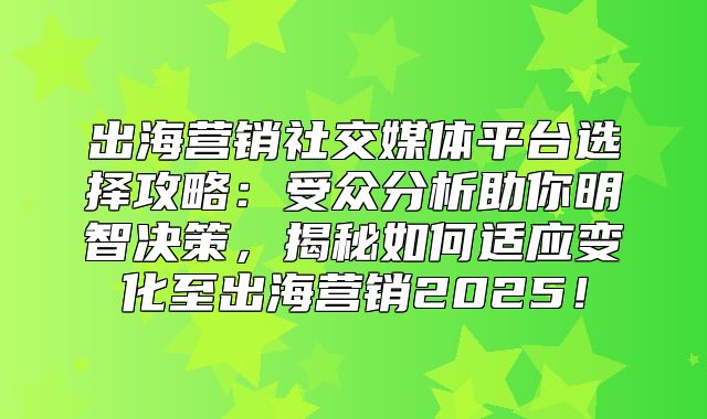 出海营销社交媒体平台选择攻略：受众分析助你明智决策，揭秘如何适应变化至出海营销2025！