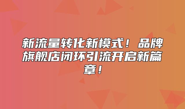 新流量转化新模式！品牌旗舰店闭环引流开启新篇章！