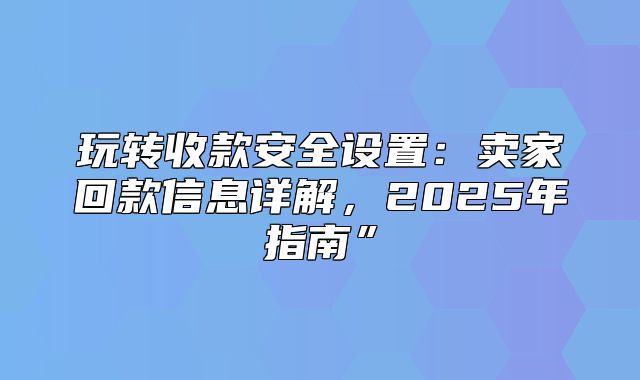 玩转收款安全设置：卖家回款信息详解，2025年指南”