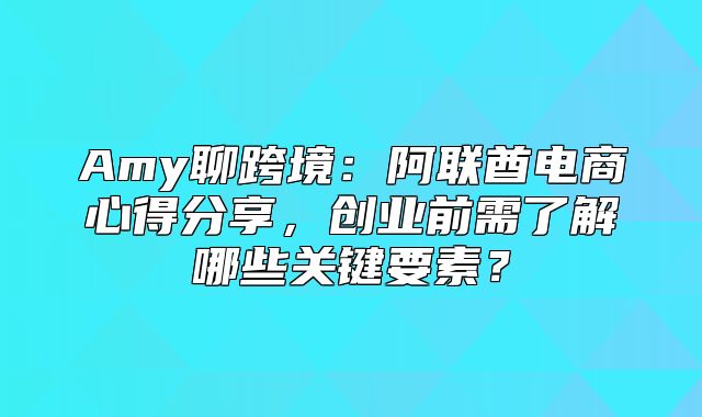 Amy聊跨境：阿联酋电商心得分享，创业前需了解哪些关键要素？