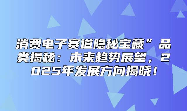 消费电子赛道隐秘宝藏”品类揭秘：未来趋势展望，2025年发展方向揭晓！