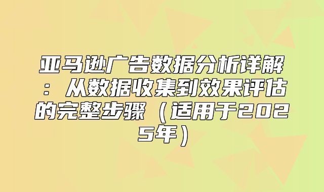 亚马逊广告数据分析详解：从数据收集到效果评估的完整步骤适用于2025年