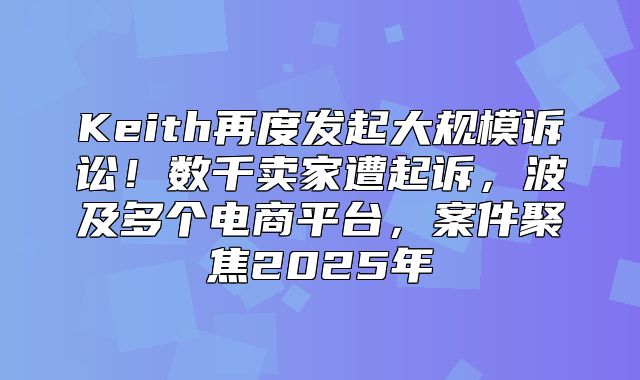 Keith再度发起大规模诉讼！数千卖家遭起诉，波及多个电商平台，案件聚焦2025年