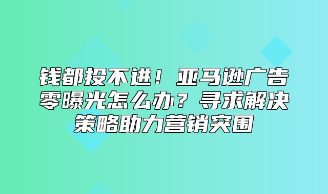 钱都投不进！亚马逊广告零曝光怎么办？寻求解决策略助力营销突围