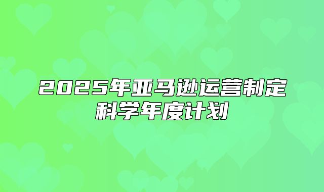 2025年亚马逊运营制定科学年度计划