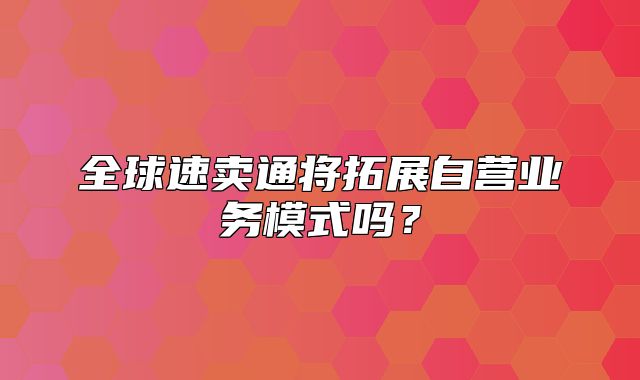 全球速卖通将拓展自营业务模式吗？