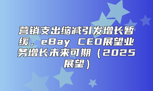 营销支出缩减引发增长暂缓，eBay CEO展望业务增长未来可期2025展望