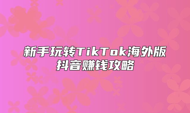 新手玩转TikTok海外版抖音赚钱攻略