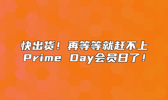 快出货！再等等就赶不上Prime Day会员日了！