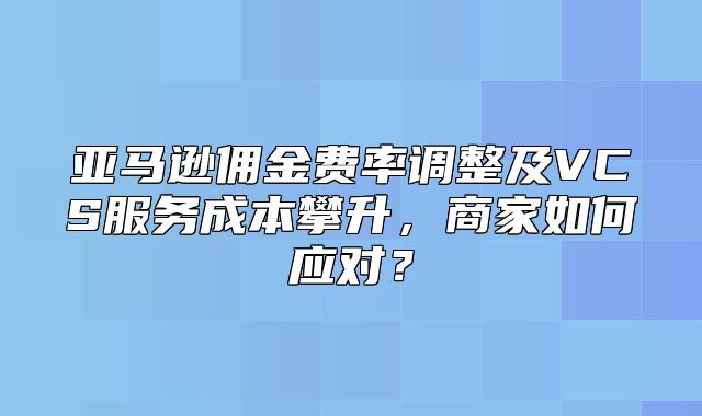 亚马逊佣金费率调整及VCS服务成本攀升，商家如何应对？