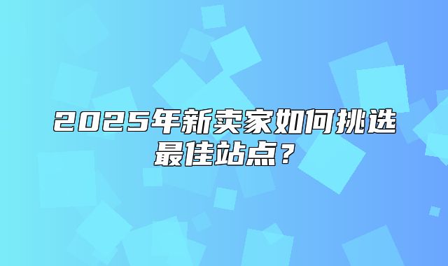 2025年新卖家如何挑选最佳站点？