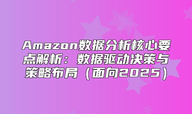 Amazon数据分析核心要点解析：数据驱动决策与策略布局面向2025
